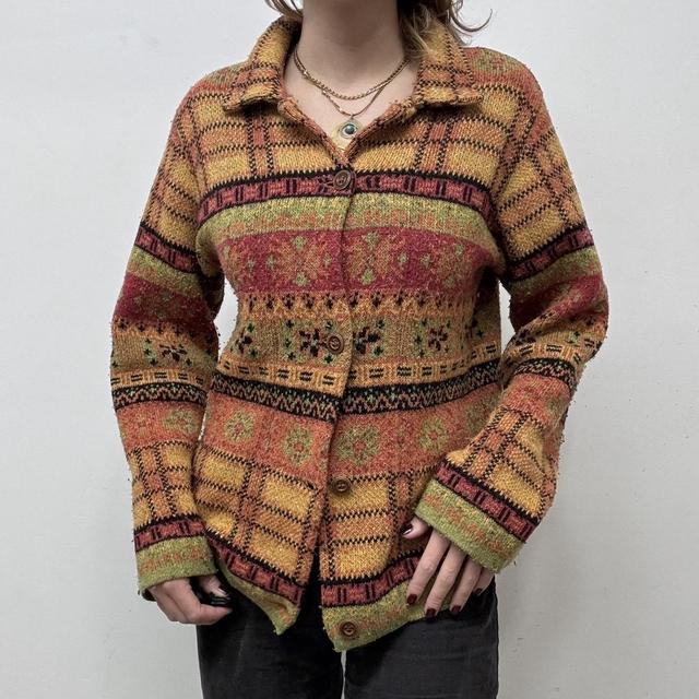 Hippy graphic knit autumn cardigan