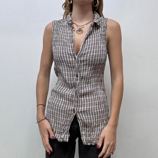 Checked gingham crinkle shirt
