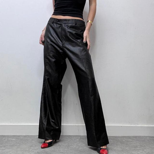 Oversized coated wide leg suit pants