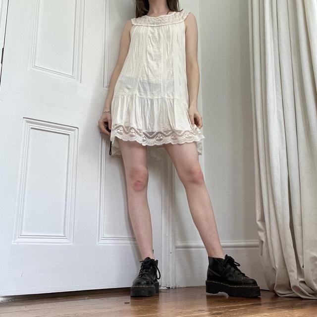Cream cotton summer midi dress