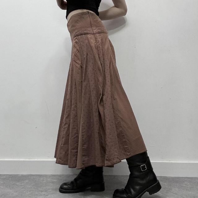 Brown flared cotton maxi skirt