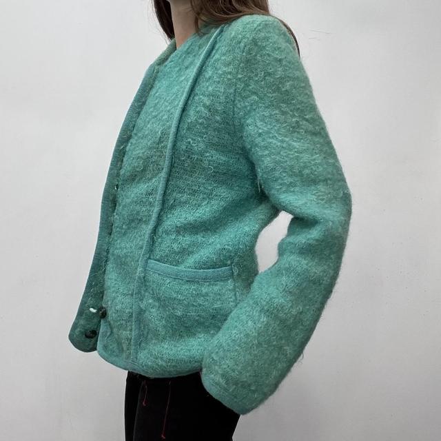 Green slouchy wool cardigan