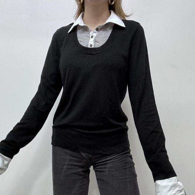 Pinstripe shirt office-core jumper