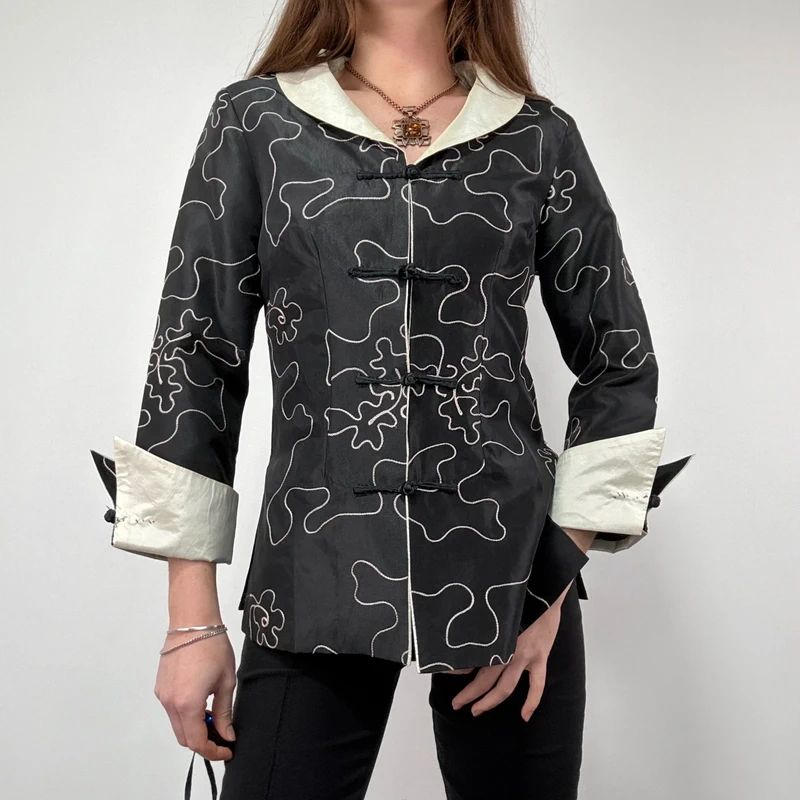 black Embroidered Silk Jacket