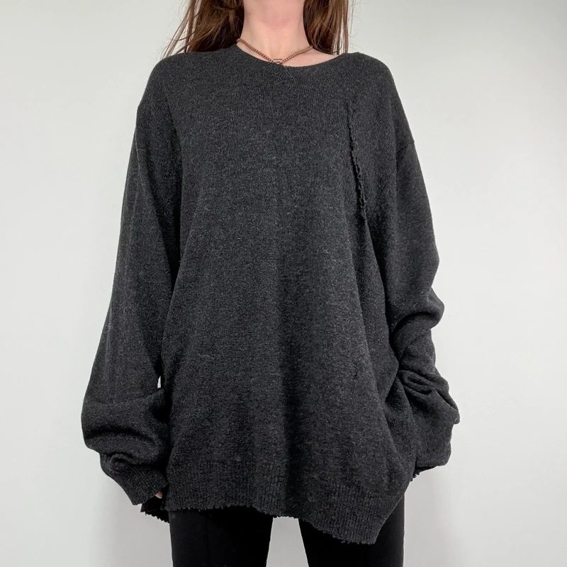 dark grey oversized wool knit