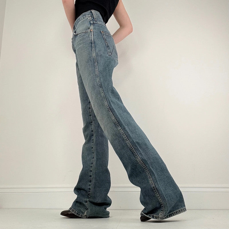 distressed denim flared baggy jeans
