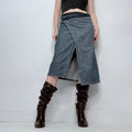 denim slit wrap skirt