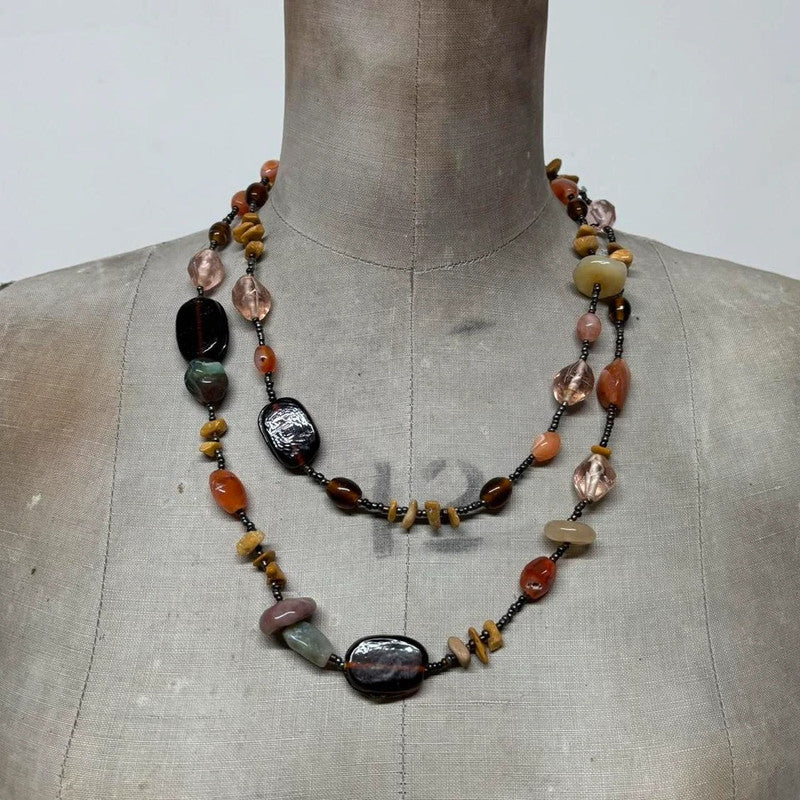 long crystal beaded boho necklace
