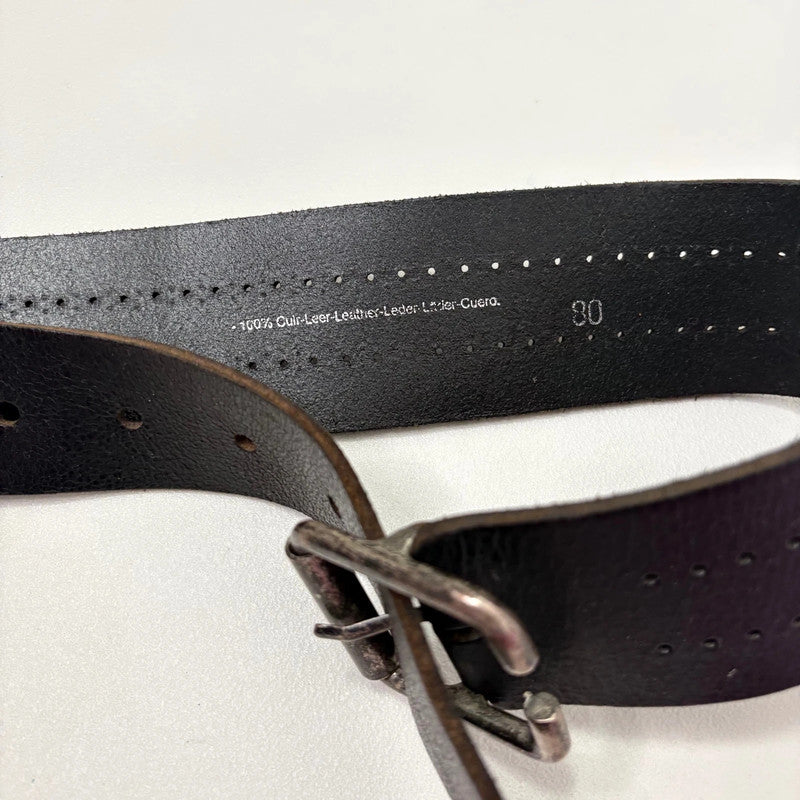 thick black leather buckle belt