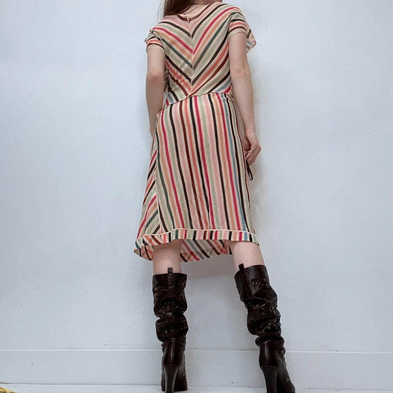 sheer pinstripe Missoni summer asymmetrical dress