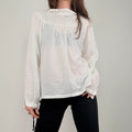 white cotton lace puff shirt