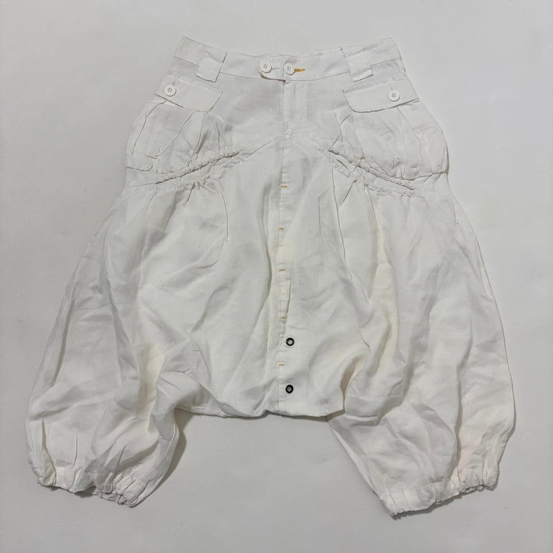 white batwing crop crotch slouchy trousers