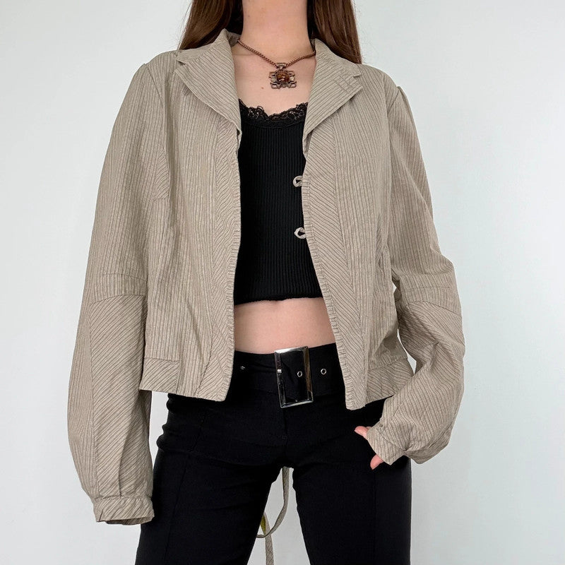 Pinstripe structured cotton jacket