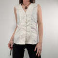 white cotton pleated blouse