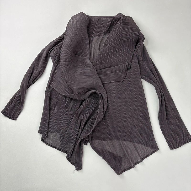 pleated crinkle draped asymmetric top