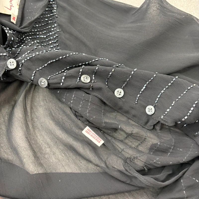 sheer black beaded Rene Derhy shirt