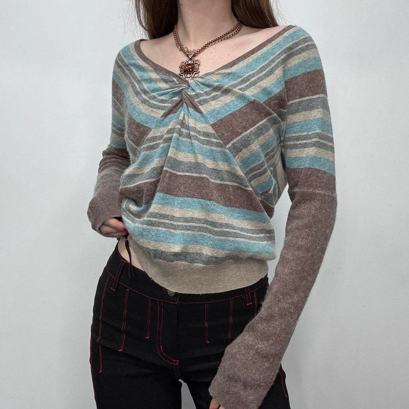 slouchy striped wool jumper