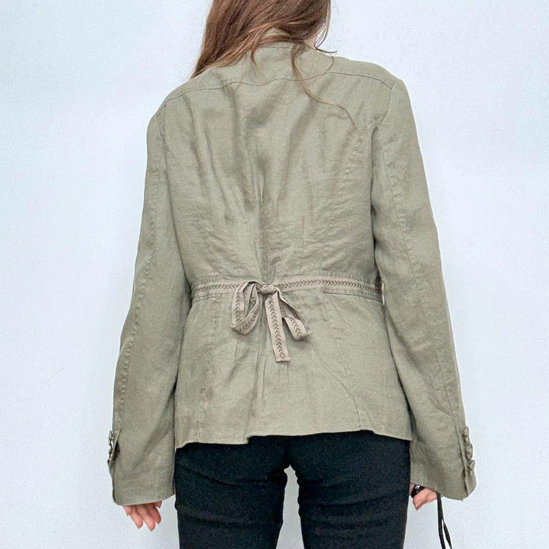 khaki utility fitted flared jacket