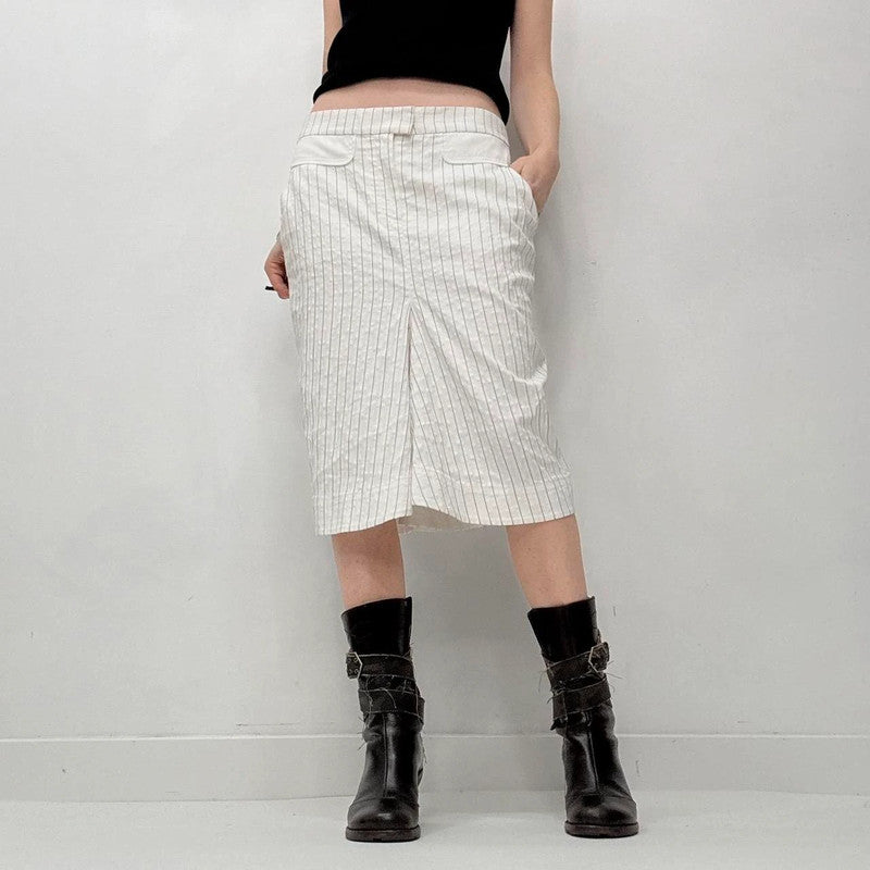 white pinstripe kenzo midi skirt
