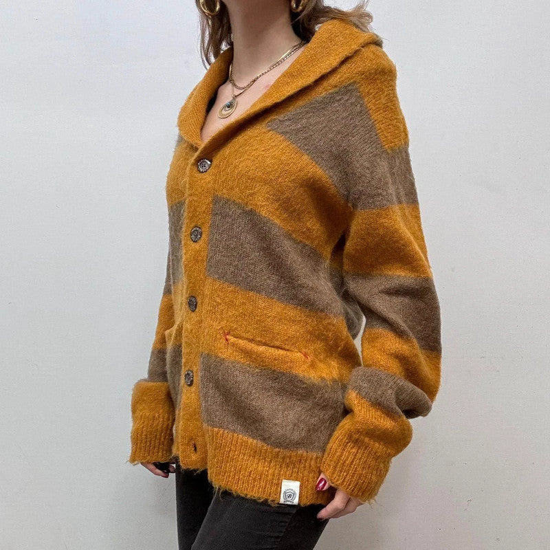 mohair stripped slouchy cardigan