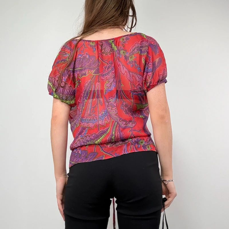 Sheer Floral Silk Paisley Shirt