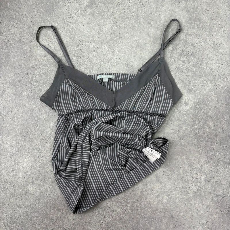 grey pinstripe cami fitted jersey vest top