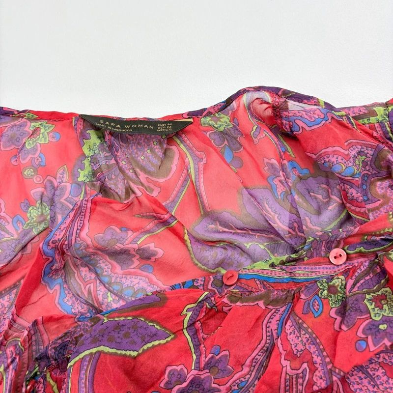 Sheer Floral Silk Paisley Shirt