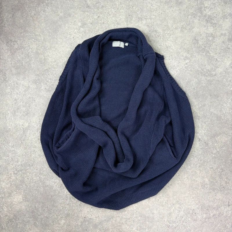 Navy knitted slouchy draped neck vest sweater