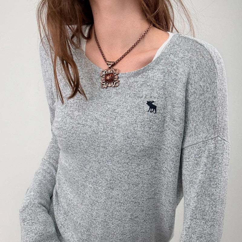 Grey abercrombe & fitch slouchy layered t-shirt