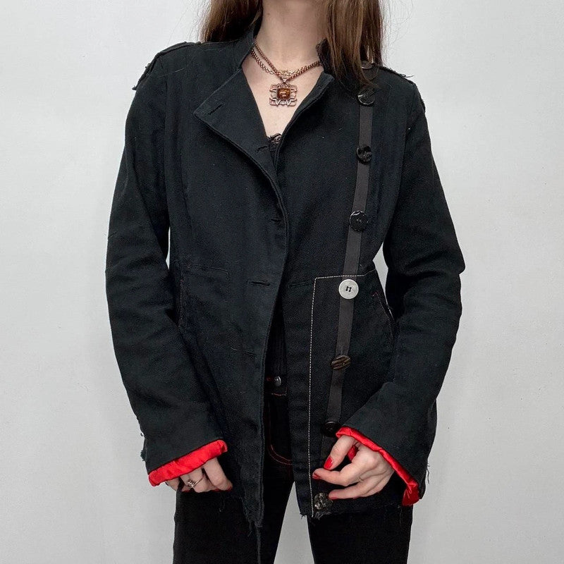 asymmetric archival button grunge blazer