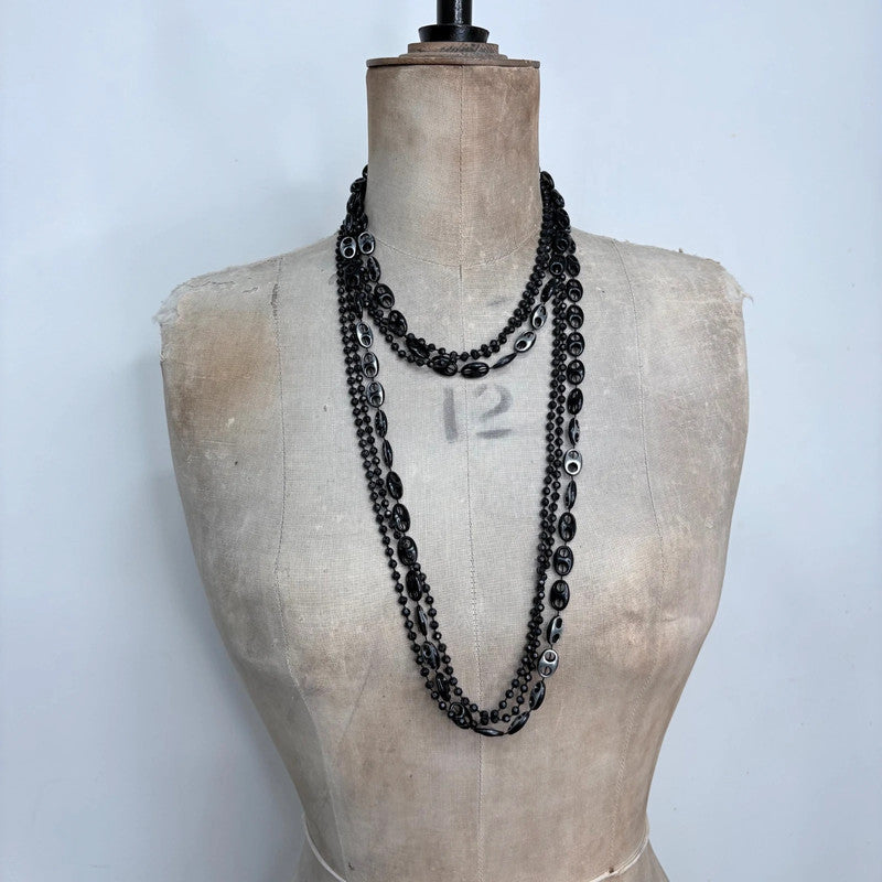 black long layered gothic chain necklace