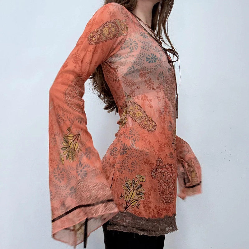 Bell flare paisley hippie fairy shirt