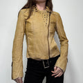 studded cropped leather asymmetric jacket