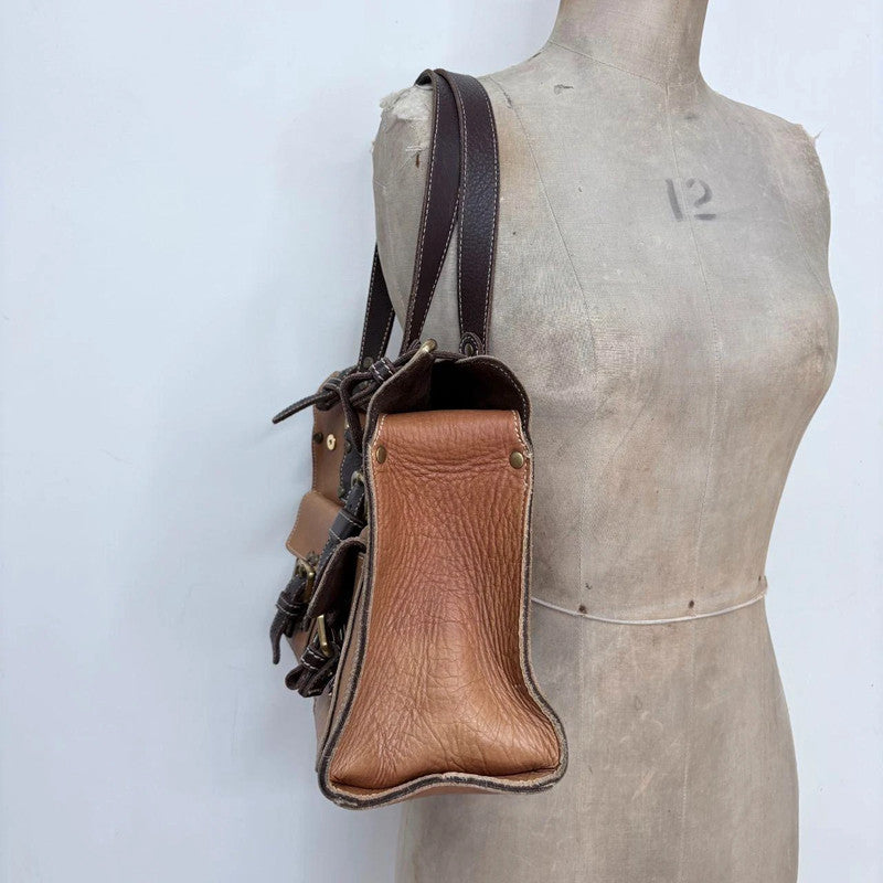 tan leather boxy city bag