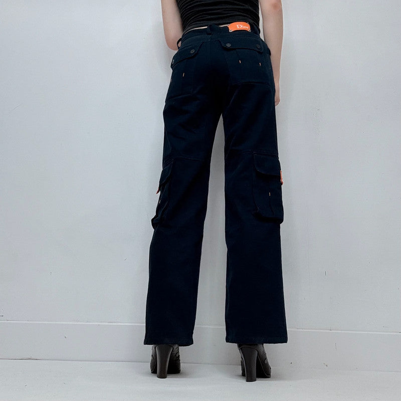 navy fitted flared Dior cargo pants