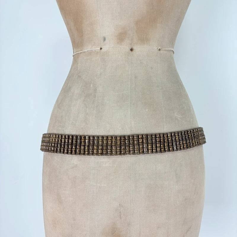 Brown beaded tie up belt