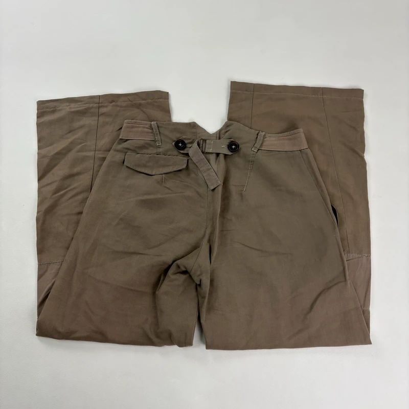 low rise khaki wide leg utility pants