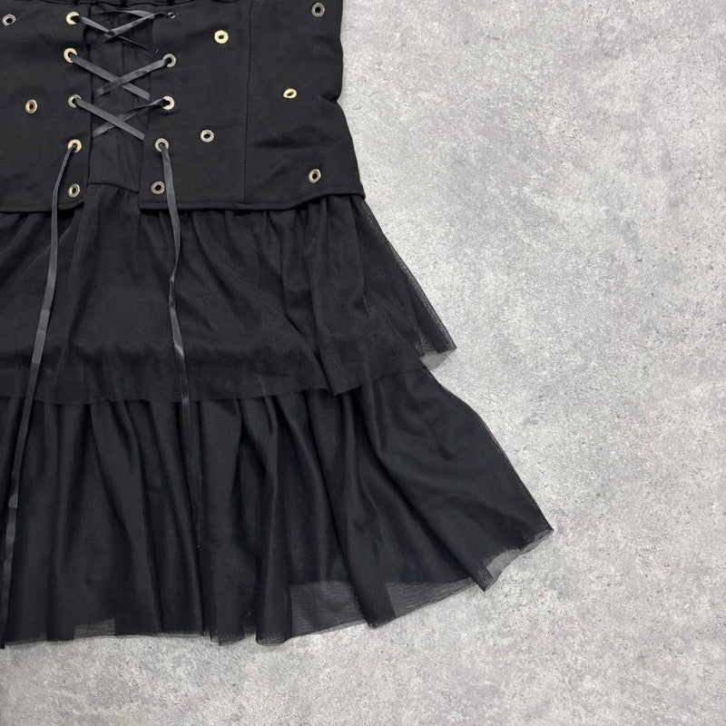 black corset grunge eyelet dress