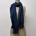navy knitted wool tassel scarf
