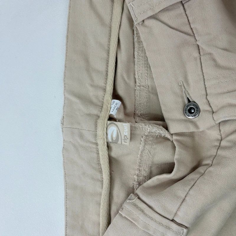 tan canvas wide leg spellout rip curl surfer pants