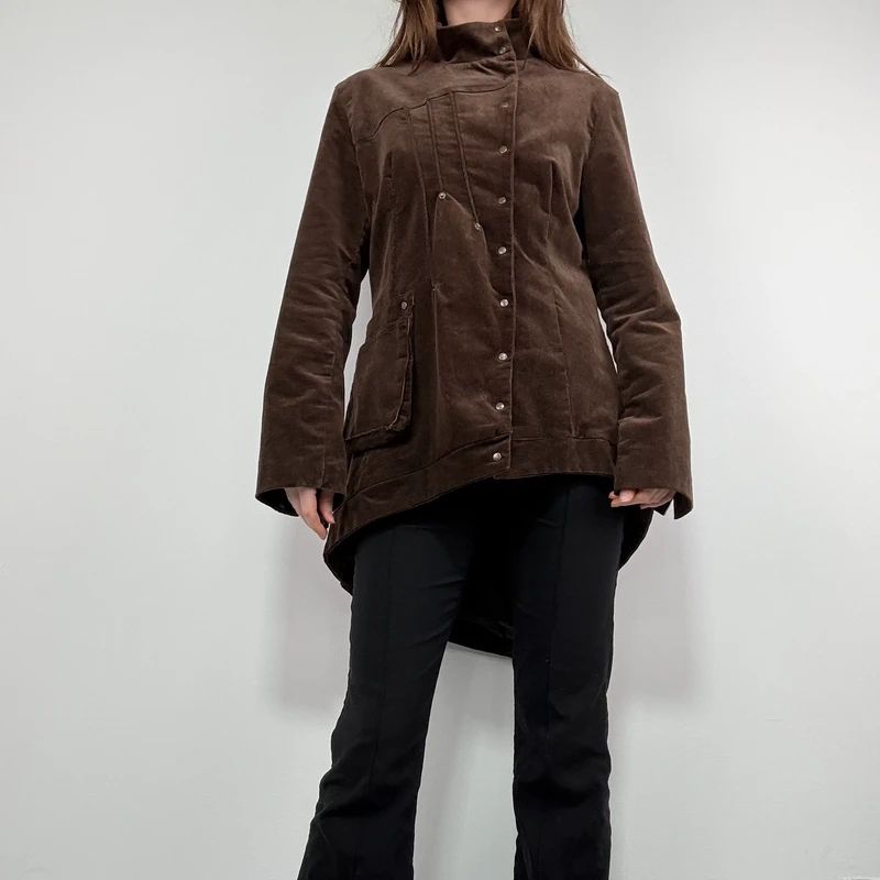 asymmetric brown cord Napoleon jacket