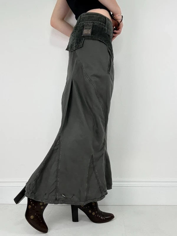 Marithé + François Girbaud adjustable button grey cargo skirt