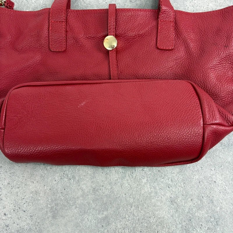 Italian leather red handbag with chic gold hardware