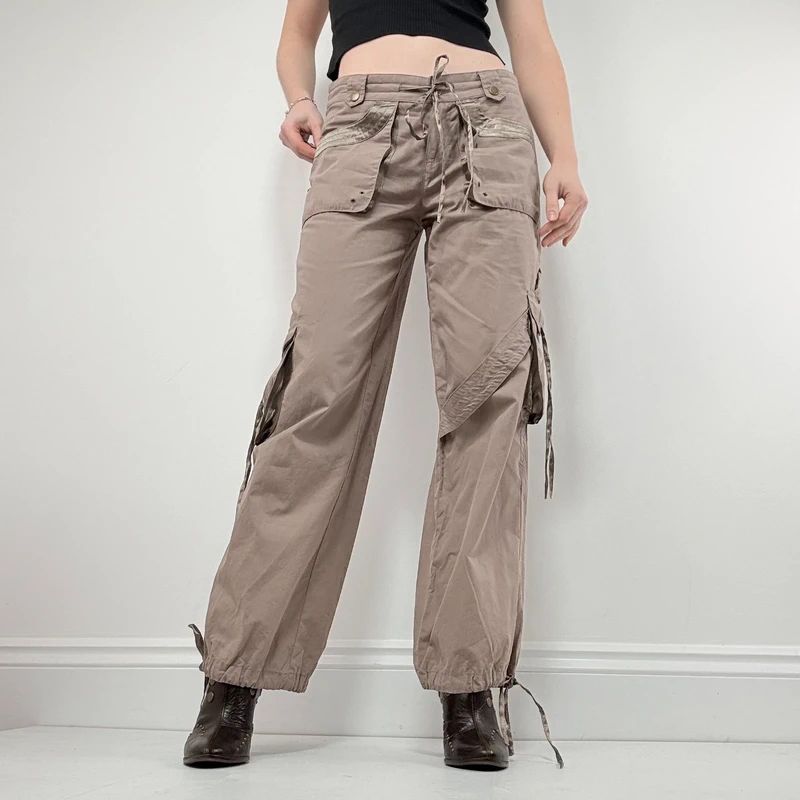 brown low rise tech trousers
