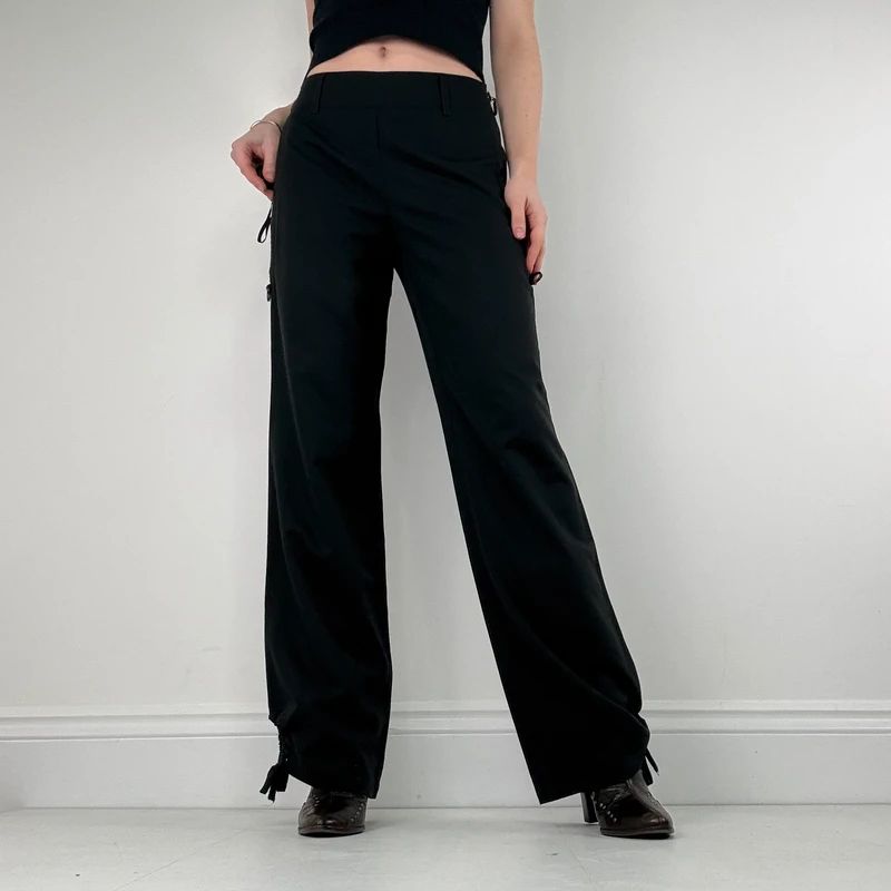 Cop Copine zip leg wide leg black trousers