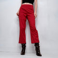 red straight leg trousers