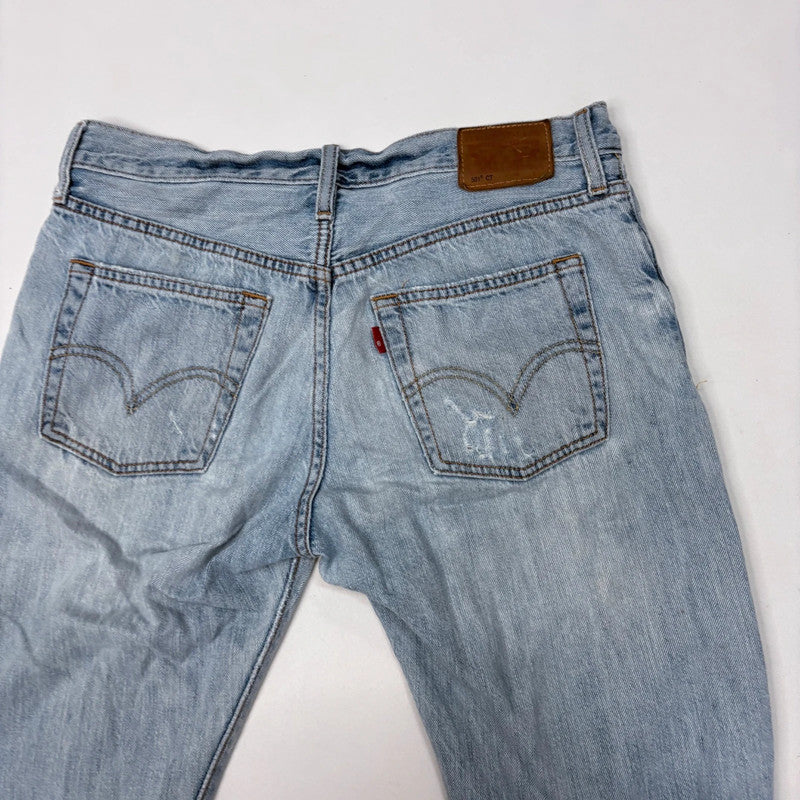 distressed light wash straight leg Levis