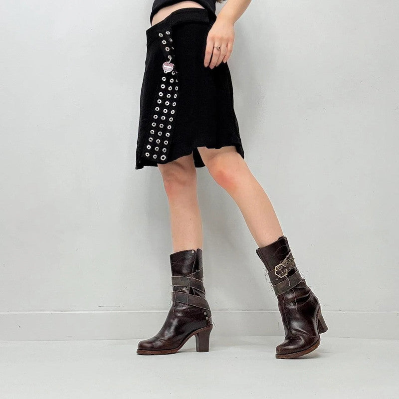 black diesel studded eyelet skirt
