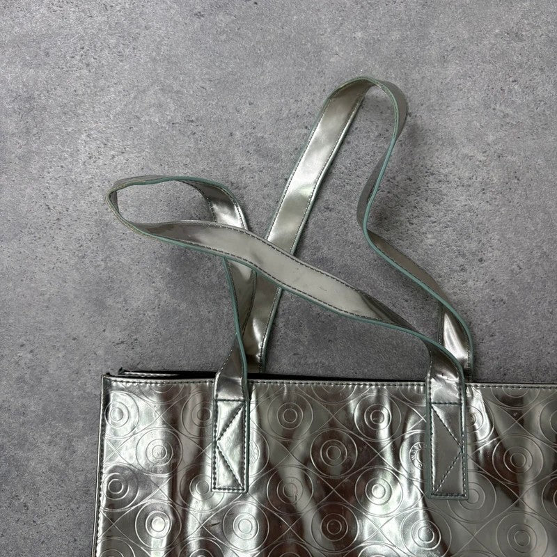 Silver metallic kenzo logo tote bag