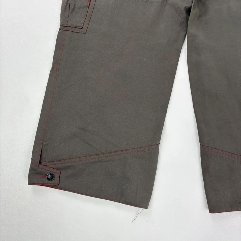 khaki cropped embroidered wide-leg trousers